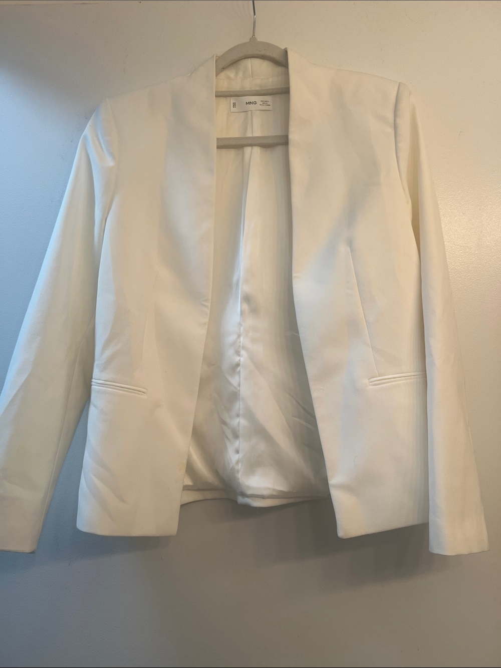 Mango White Open-Front Women's Blazer